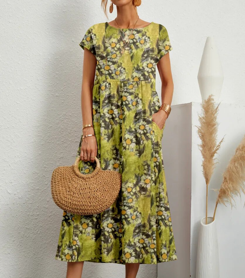 Variant image for Abito Estivo Viola Lungo – 100% Cotone, Elegante e Comodo, Vestito Estivo Donna-16
