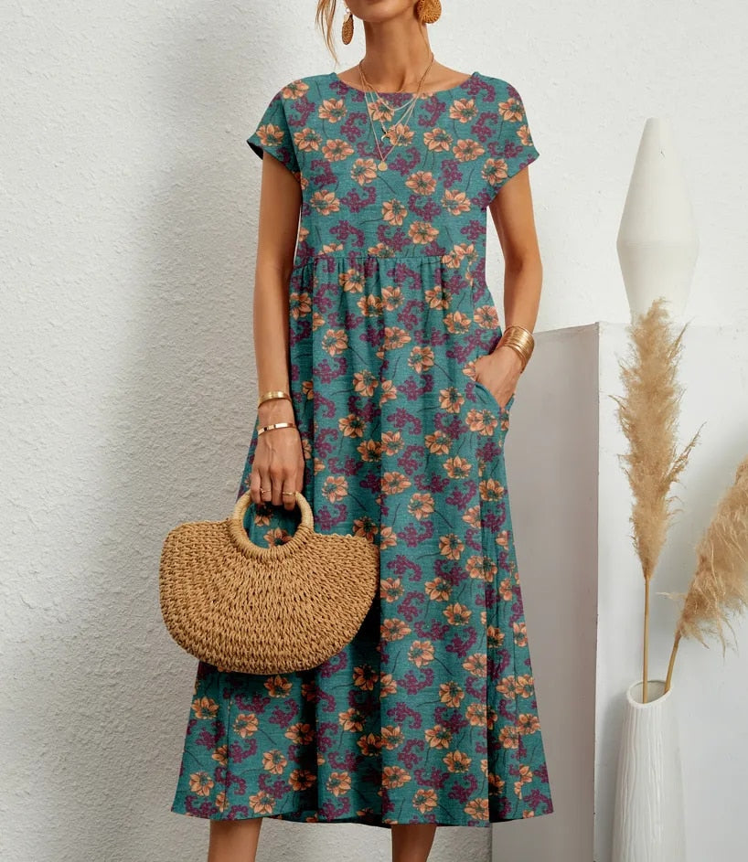 Variant image for Abito Estivo Viola Lungo – 100% Cotone, Elegante e Comodo, Vestito Estivo Donna-26