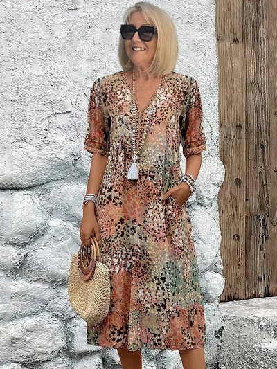 Harper | Abito Midi Elegante Floreale – 100% Cotone-1