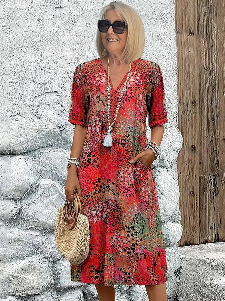 Harper | Abito Midi Elegante Floreale – 100% Cotone-2