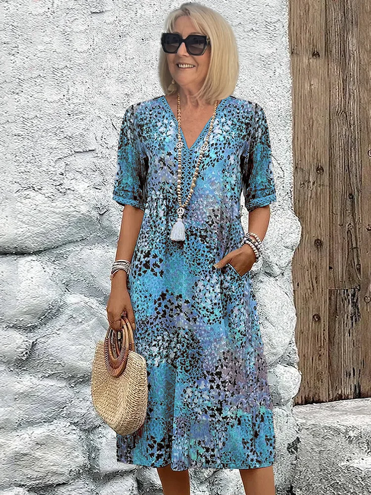 Harper | Abito Midi Elegante Floreale – 100% Cotone-3