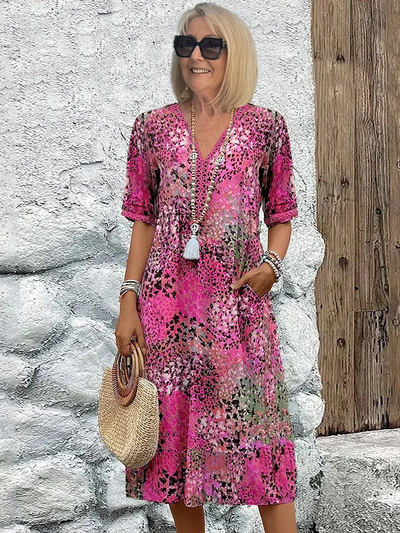 Harper | Abito Midi Elegante Floreale – 100% Cotone-4