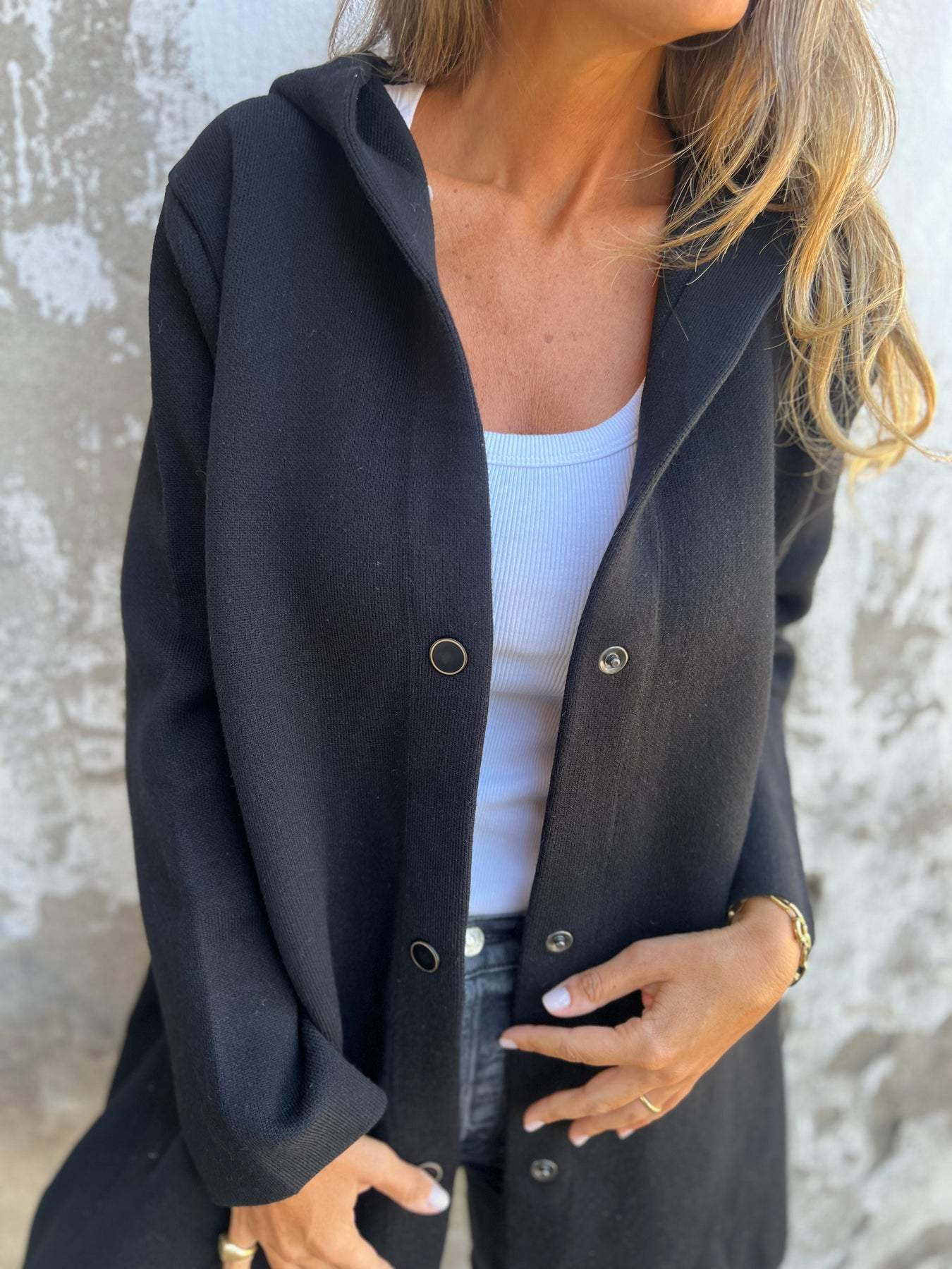 Marie | Cardigan con bottoni e cappuccio