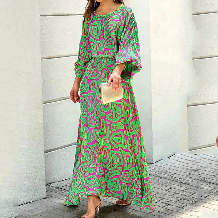 Claudia | Confortevole maxi abito stampato
