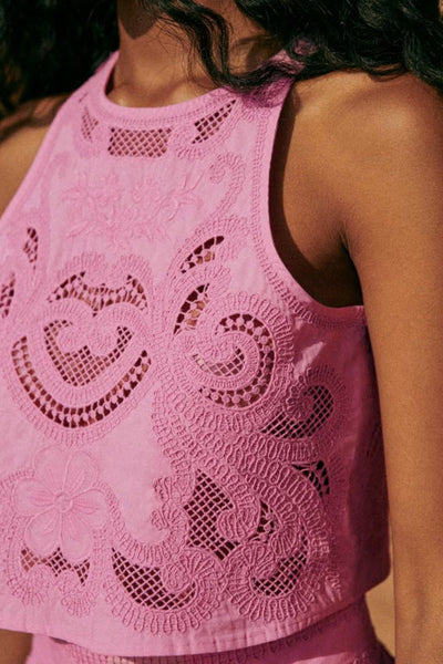 Florence | Set Di Pizzo Rosa Elegante Con Top E Pantaloncini 5