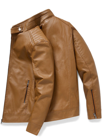 Demetrio | Elegante giacca in pelle con tasche a zip