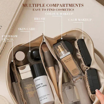 Becky | Borsa Cosmetica Elegante in Tessuto Nero con Capacità Spaziosa-5