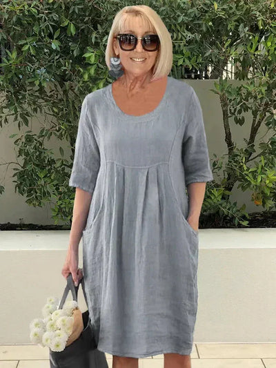 Bridget | Abito Donna Sciolto con Tasche in Cotone Casual-4