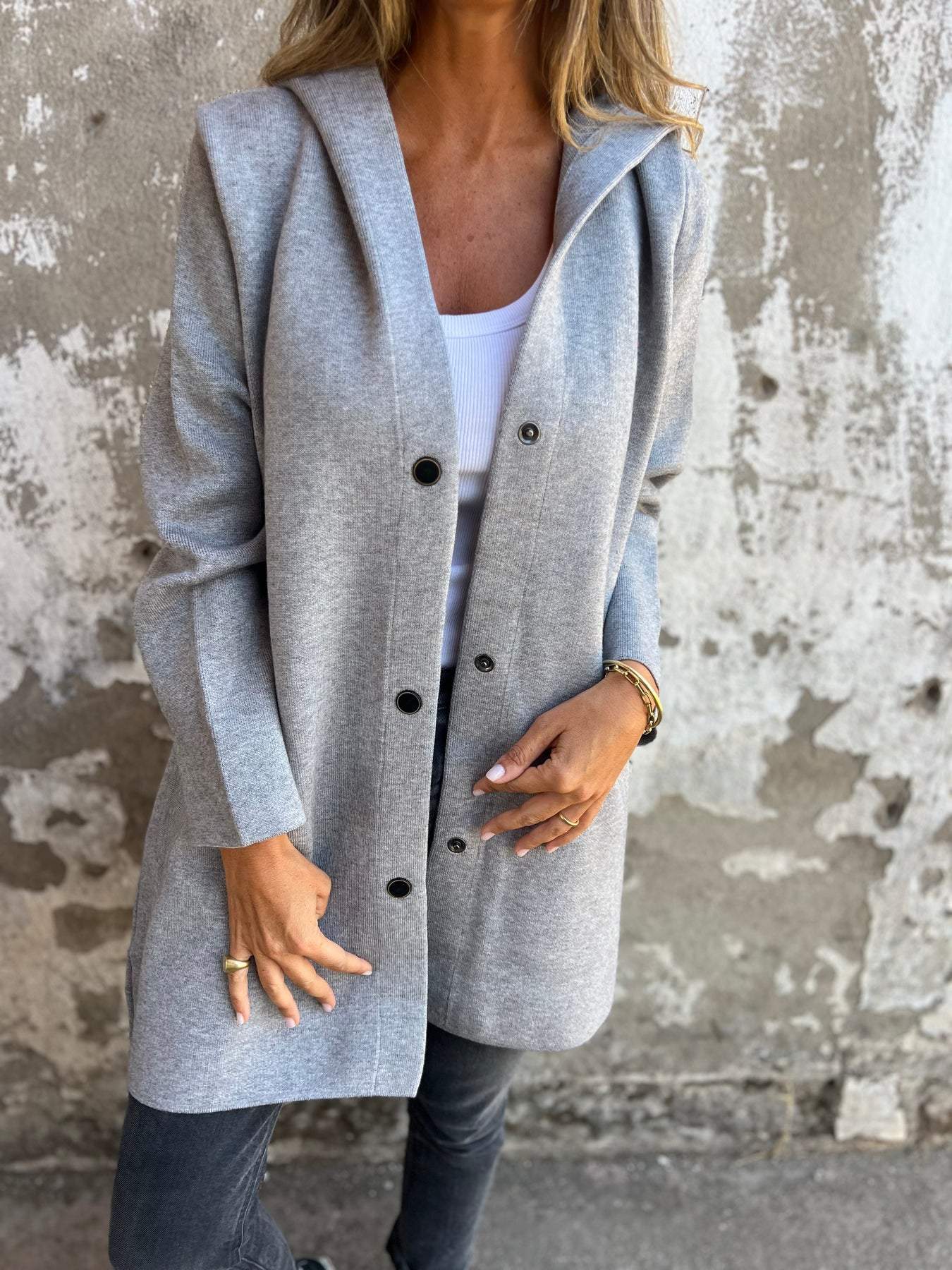 Marie | Cardigan con bottoni e cappuccio