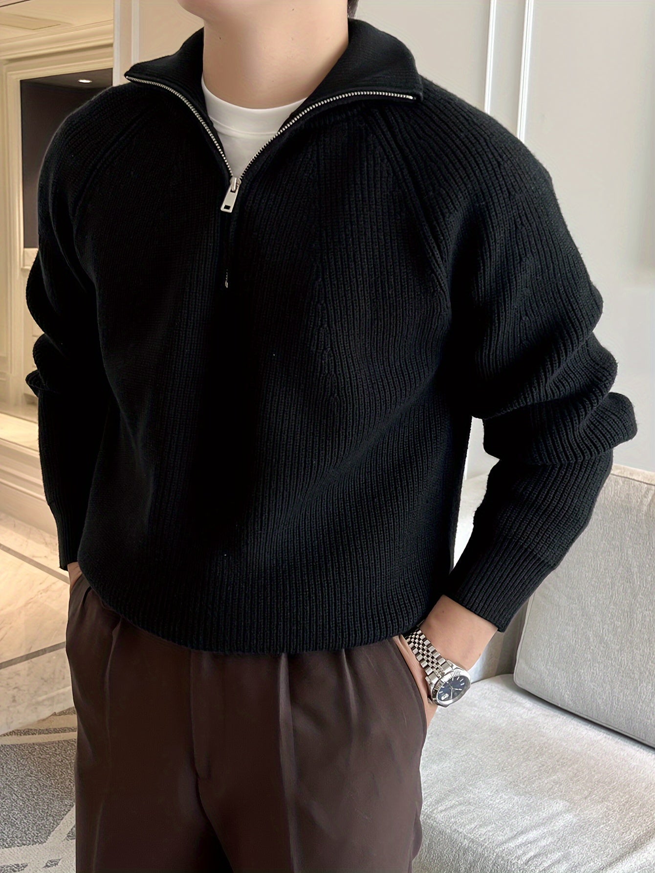 Marco | Maglione in maglia con zip a metà lunghezza