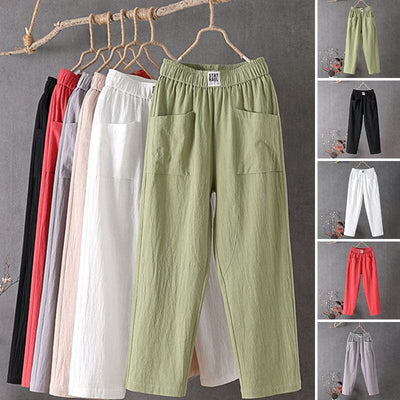 Emma | Pantaloni Lino Uomo Eleganti con Vita Alta e Tasche Laterali-2
