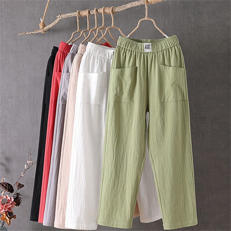 Emma | Pantaloni Lino Uomo Eleganti con Vita Alta e Tasche Laterali-4
