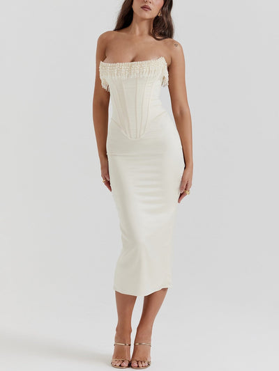 Dania | Abito midi senza spalline