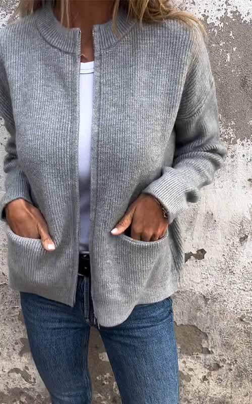 Amelita - Cardigan in cotone con zip