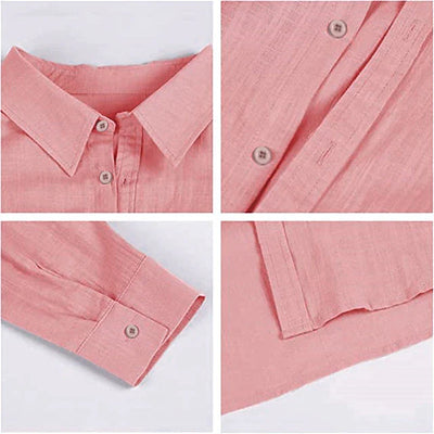 Zander Camicia da Uomo - Lino e Cotone, Casual Estivo-4