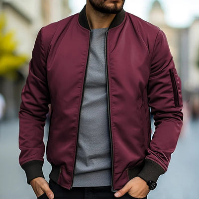 Hayes | Giacca Bomber Elegante da Uomo in Pelle Resistente al Vento-5