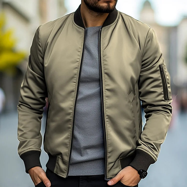 Hayes | Giacca Bomber Elegante da Uomo in Pelle Resistente al Vento-1
