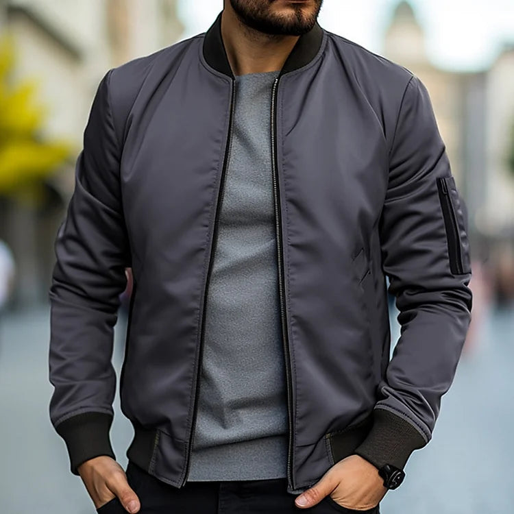Hayes | Giacca Bomber Elegante da Uomo in Pelle Resistente al Vento-3