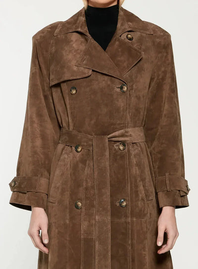 Bianca | Trench in pelle scamosciata