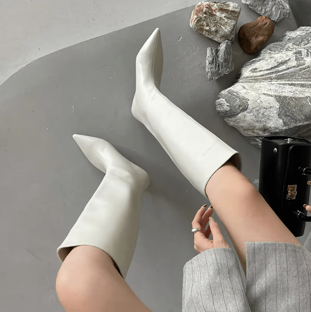 Rosetta | Stivali Alti Donna Eleganti in Pelle Nera con Tacco 8 cm 3