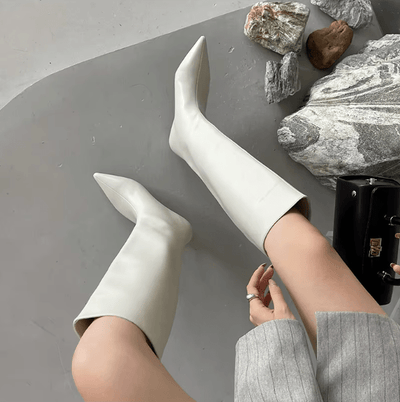 Rosetta | Stivali Alti Donna Eleganti in Pelle Nera con Tacco 8 cm 3