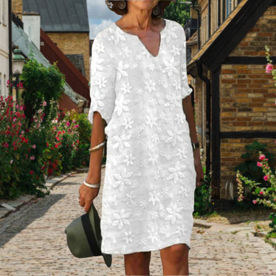 Variant image for Abito Elegante Amber Donna - Design Floreale, Scollo a V, Abiti Cerimonia Donna-1