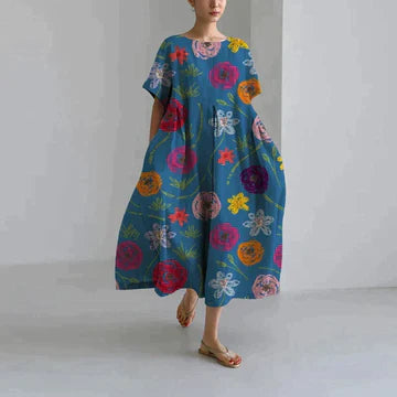 Variant image for Zyra | Abito Estivo Lungo Elegante con Stampa Floreale per Donna-37