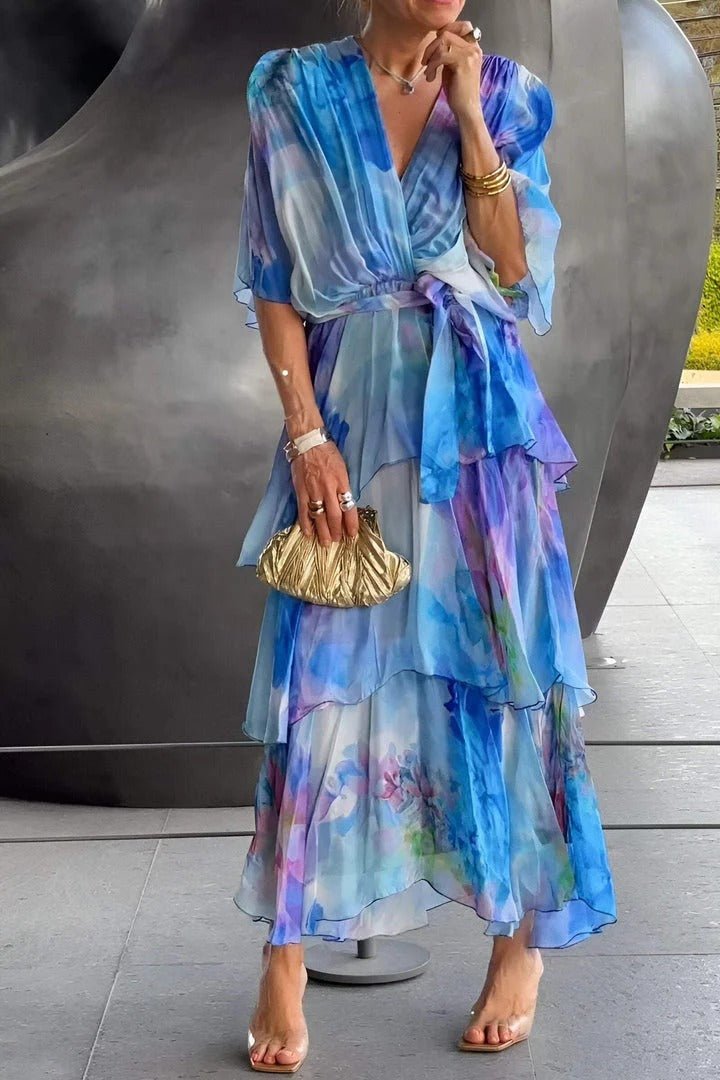 Variant image for Sarina | Abito Lungo Estivo - Chiffon Multicolore-1