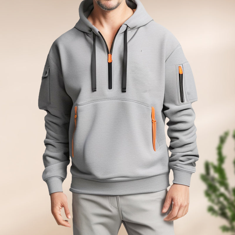 Adriano | Felpa con cappuccio e mezza zip