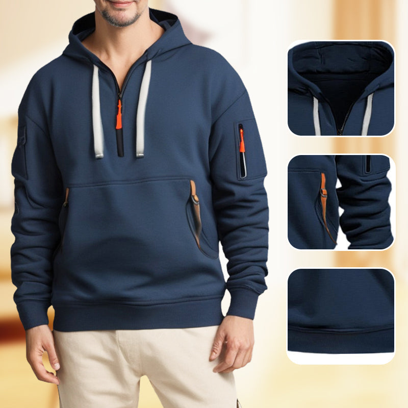 Adriano | Felpa con cappuccio e mezza zip