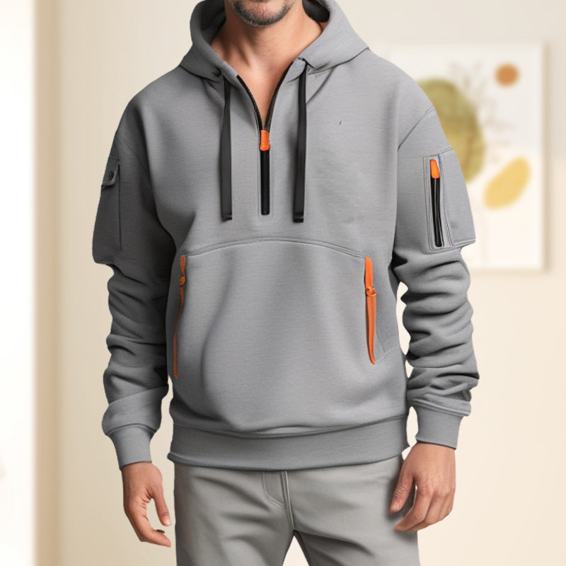 Adriano | Felpa con cappuccio e mezza zip