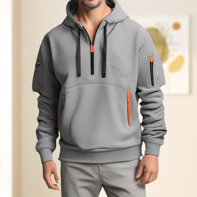 Adriano | Felpa con cappuccio e mezza zip