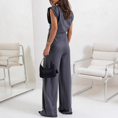 Chloë | Set Elegante a Due Parti con Top Drappeggiato e Pantaloni a Vita Alta 6