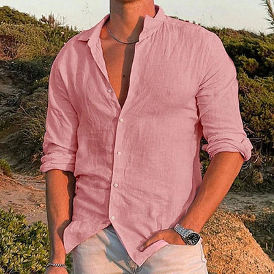Zander Camicia da Uomo - Lino e Cotone, Casual Estivo-2
